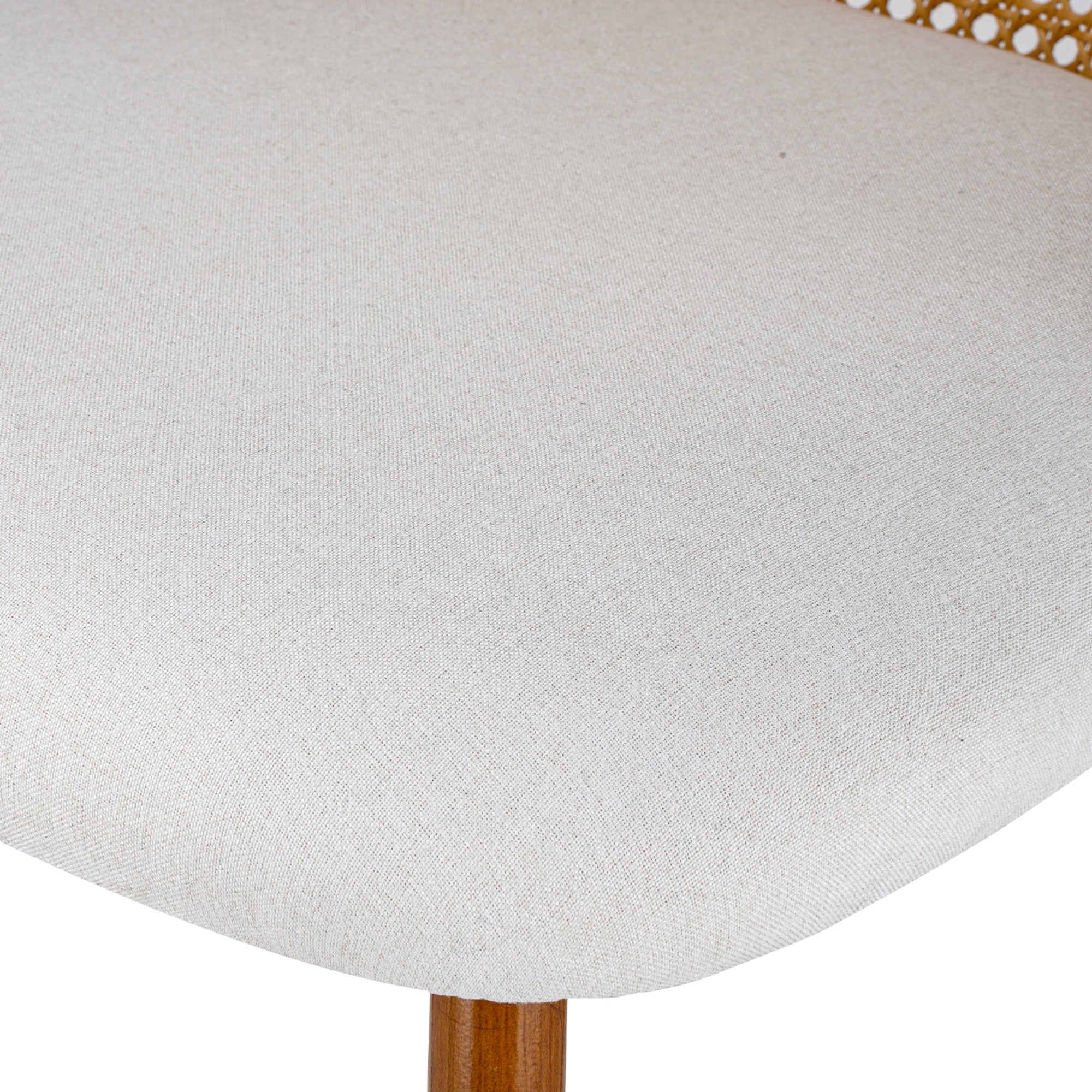 PU Leather Dining Side Chairs Curved Rattan Back Seat Metal Legs Set of 2 Black/White(Natural)