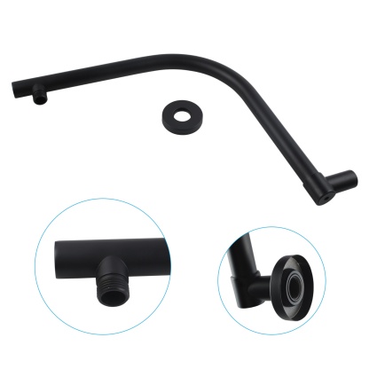 Bathroom Round Brass 180° Swivel Wall Mounted Gooseneck Shower Arm Bath Extension Rain Head Shower Arm Chrome/Black