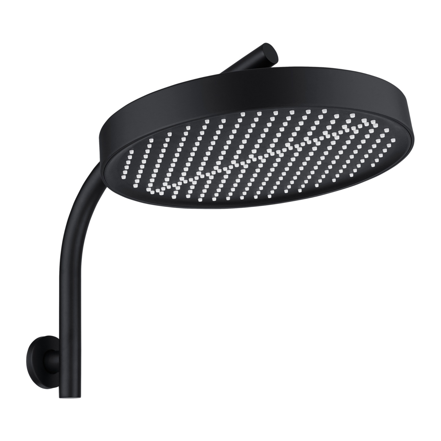 13'' Round Bath Shower Head Set Bathroom Swivel Overhead Shower Head Gooseneck Wall Shower Arm Chrome/Black