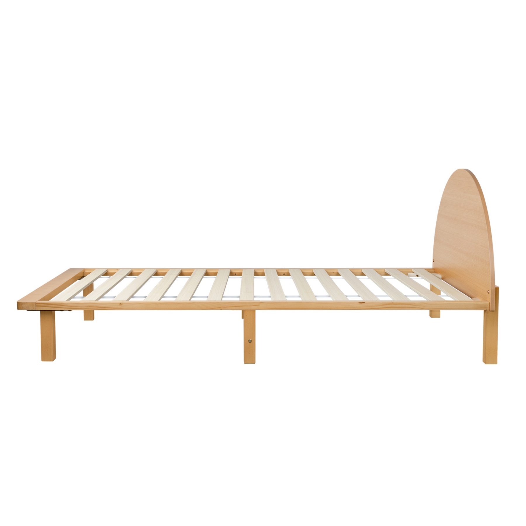 Bedroom Pine Wood Bed Frame Wooden Base Platform Round Bedhead Oak Single