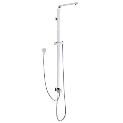 Bathroom Square Twin Shower Rail Body Wall Mounted Adjustable Height Sliding Rail Gooseneck Shower Arm Diverter Chrome/Black