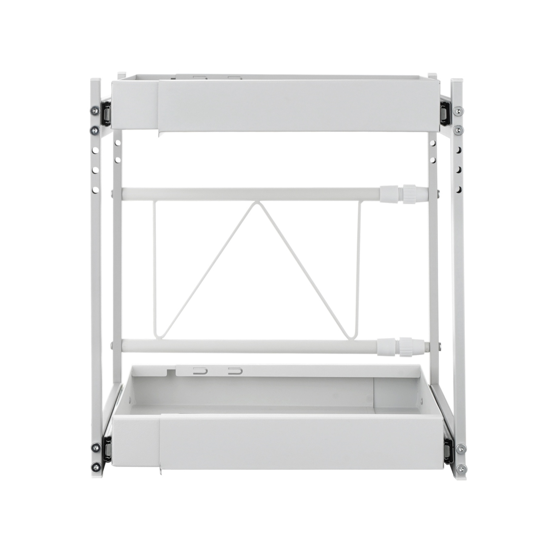 Kitchen Under Sink Cabinet Adjustable Width/Height Organizer Drawer Rack Pull Out Storage Holder Basket Shelf White