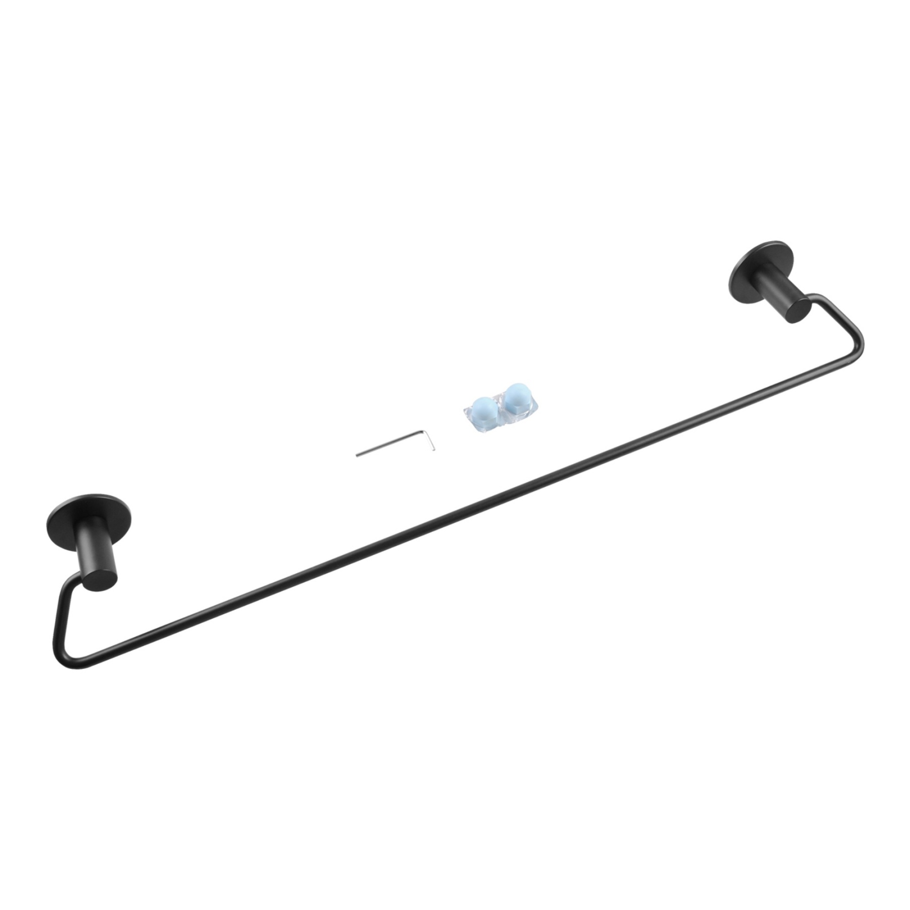 600mm Round Stainless Steel Single Towel Rail Rack Bathroom 1 Bar Towel Clothes Hanger Holder Black