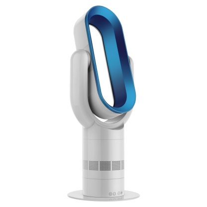 Electric Bladeless Fan Heat Cool Floor Fan Timer Remote Touch Control Silver/Blue