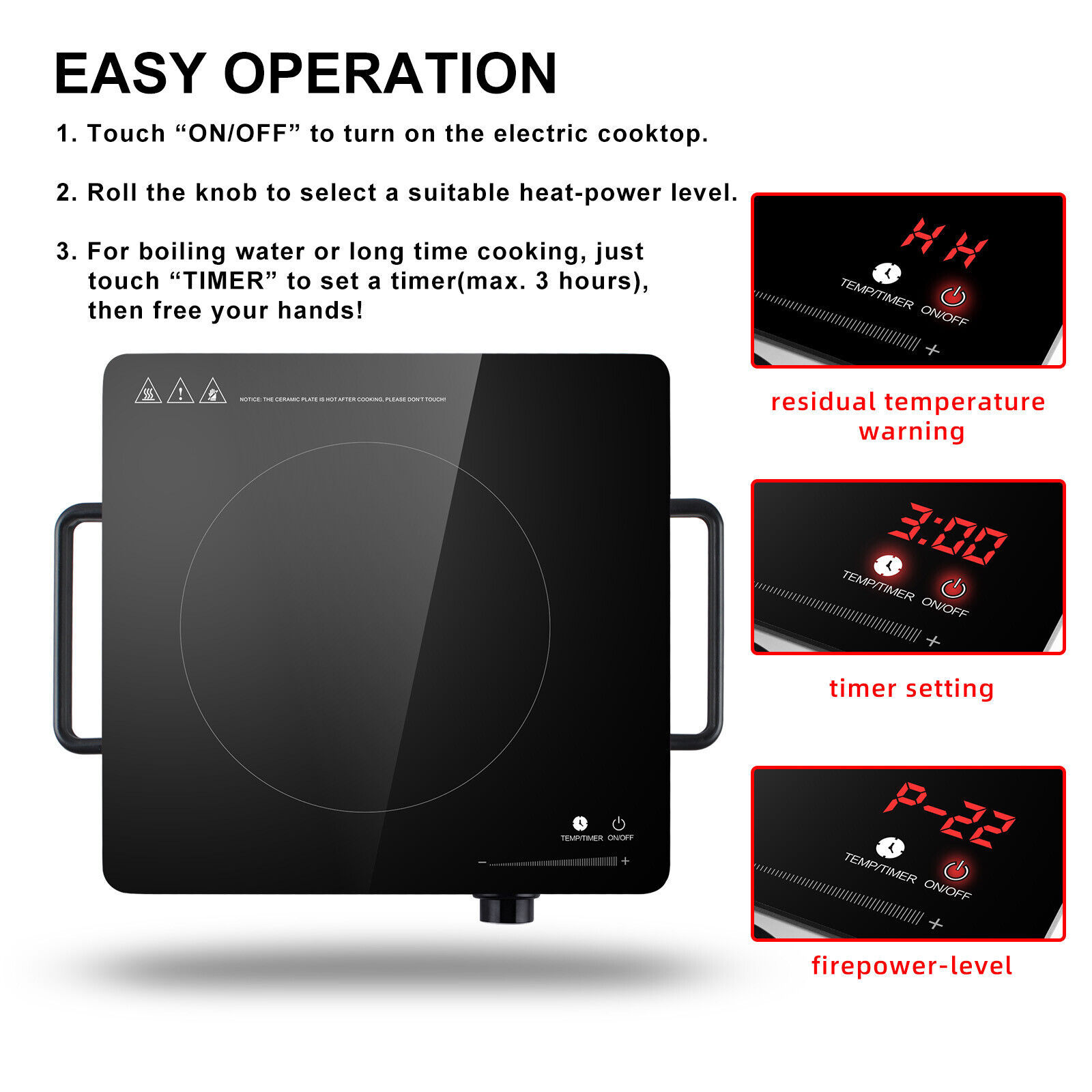 2200W Electric Infrared Ceramic Induction Cooktop Kitchen Cooker Hob Plate