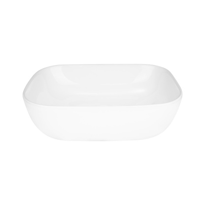 Bathroom Above Counter Top Rectangular Ceramic Basin Hand Wash Bowl Vanity Gloss White