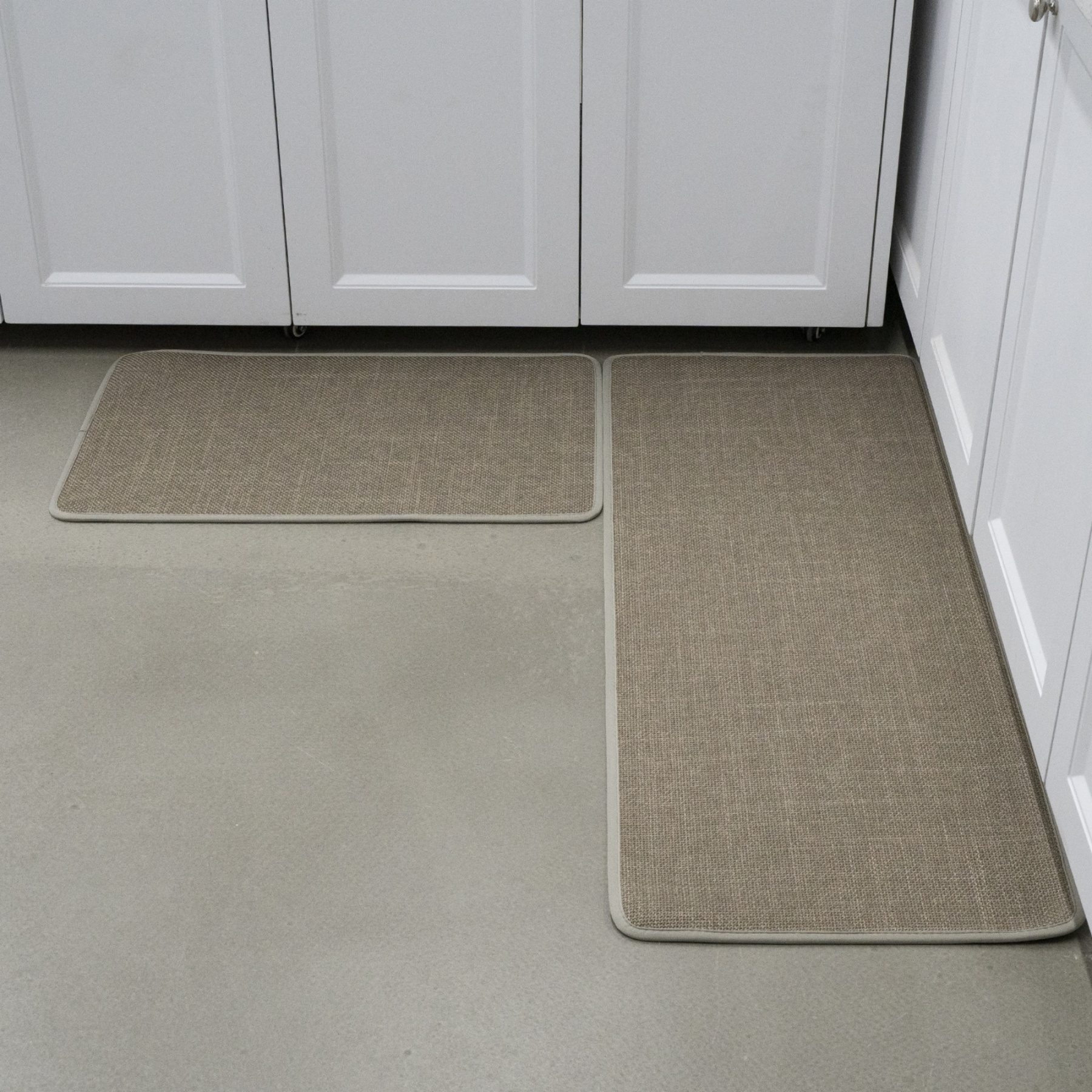 2 Piece 70cm 120cm Kitchen Floor Mat Set Non-Slip Home Laundry Hallway Rug Carpet Black/Khaki