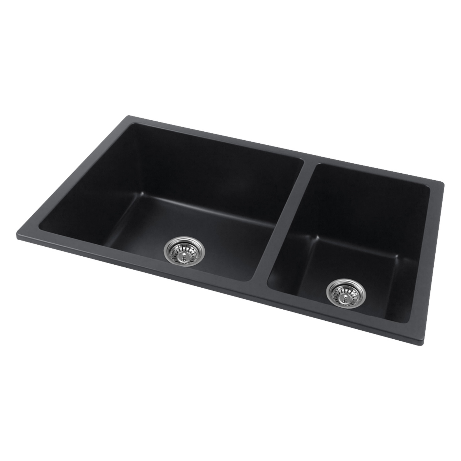 Granite Quartz Stone Double Bowl Kitchen Sink Top/Under Mount Laundry Basin Sink White/Black