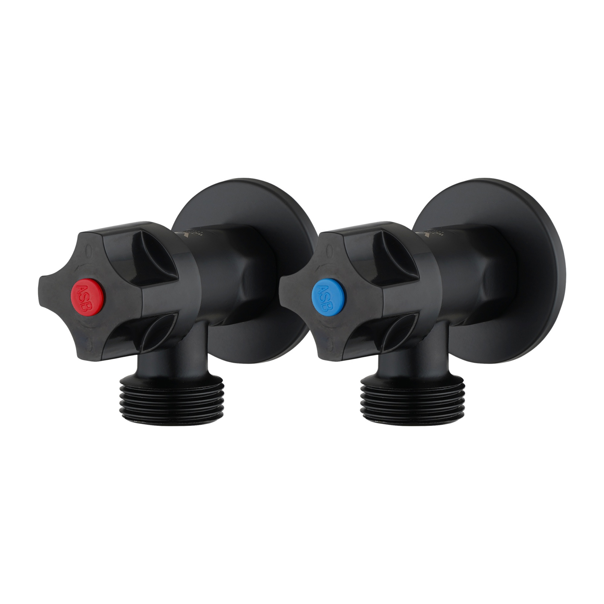 Round Brass Pair Laundry Washing Machine Taps 1/4 Turn Wall Twin Taps Hot and Cold Water Taps Chrome / Black