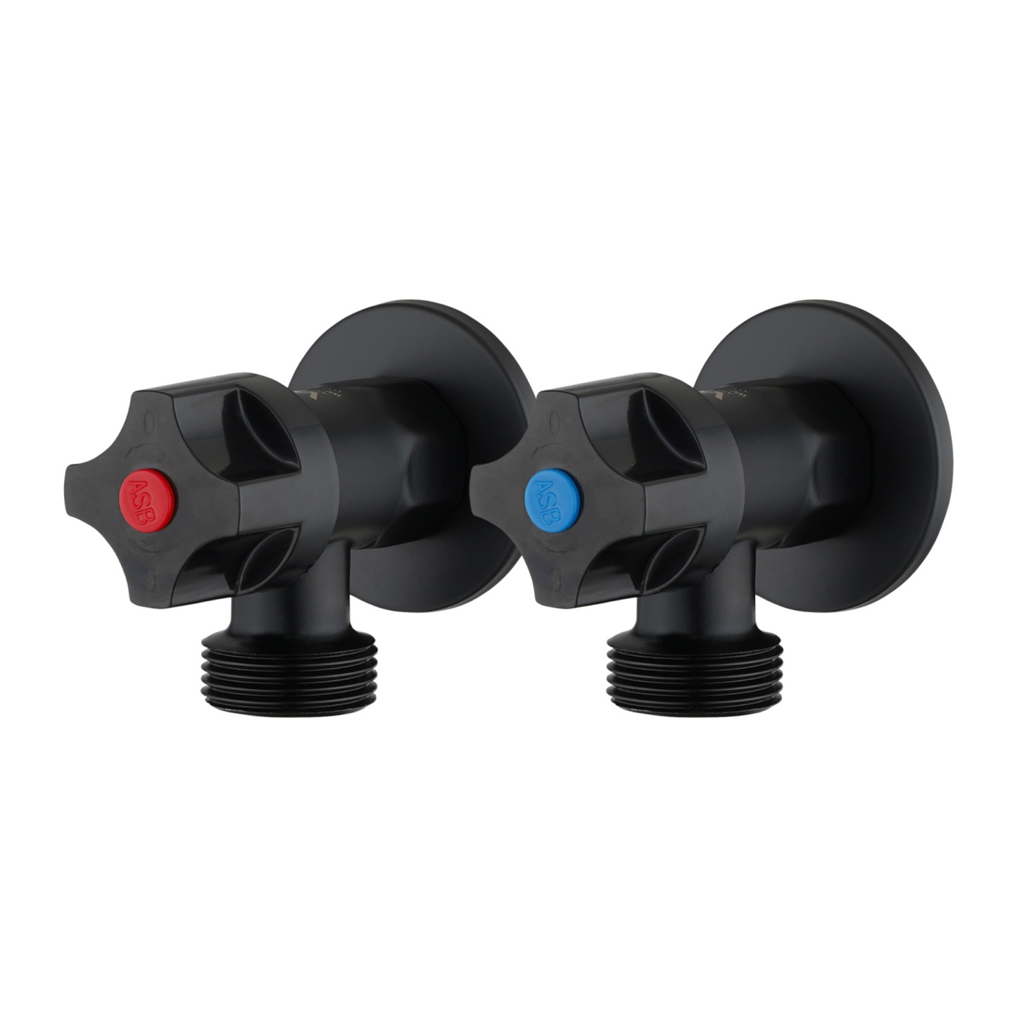 Round Brass Pair Laundry Washing Machine Taps 1/4 Turn Wall Twin Taps Hot and Cold Water Taps Chrome / Black