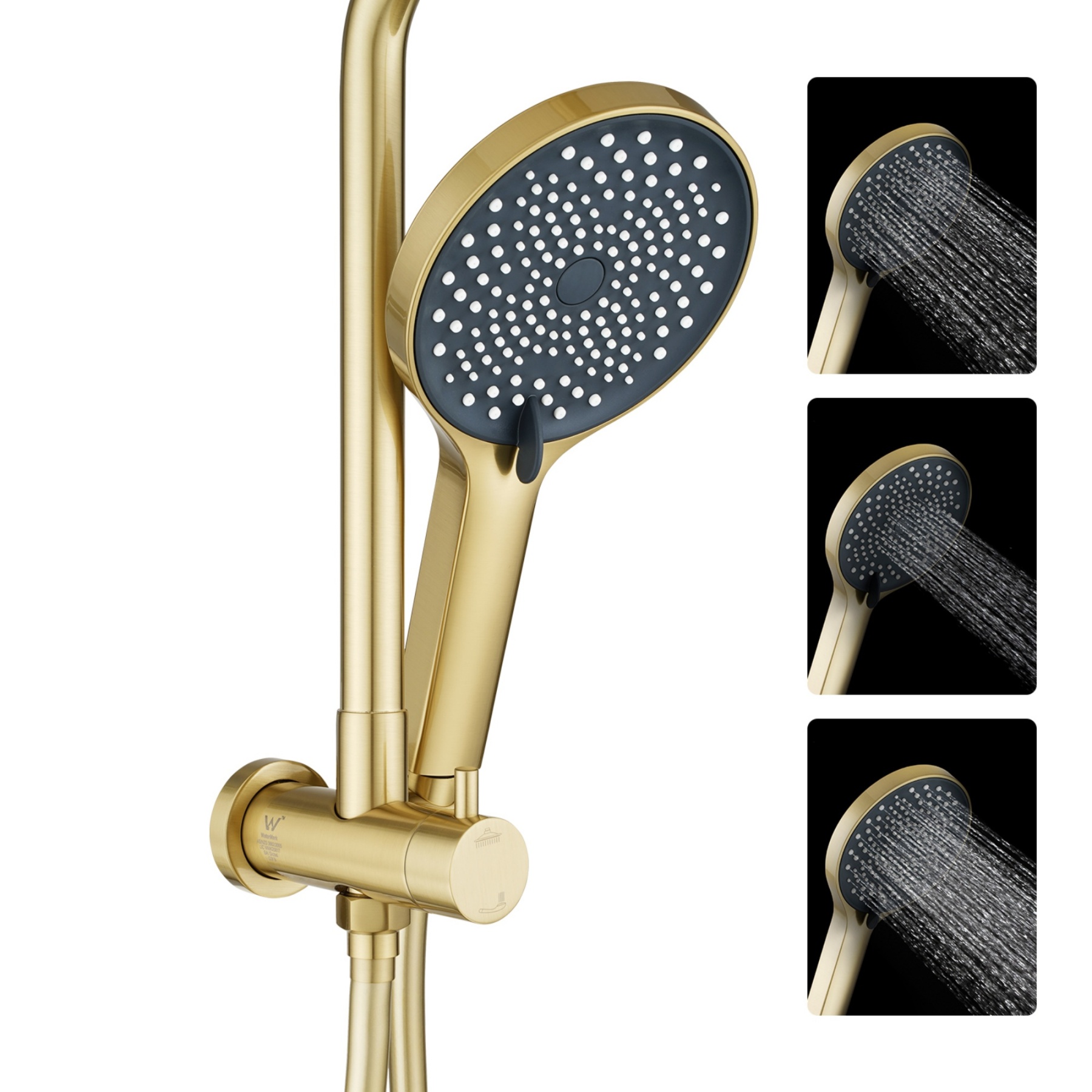 Round 10“ Rainfall Shower Head Set Chrome Twin Shower 3 Function Hand-held Shower Head Shower Arm