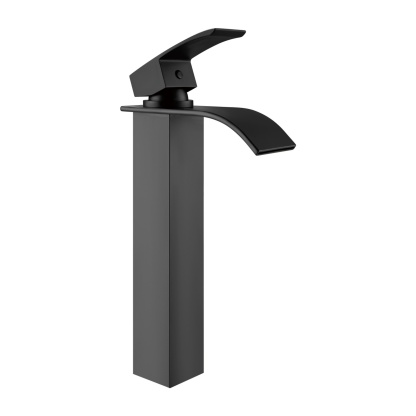 Bathroom Basin Square Tall Mixer Tap Laundry Sink Vanity Counter Top Waterfall Spout Faucet Chrome/Black