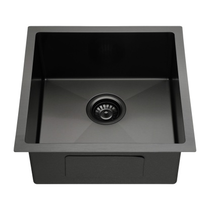 440x440mm Single Stainless Steel Kitchen Sink Smart Hand Free Drainage Top/Flush/Under Mount Satin Brush/Nano Black/Yellow Gold