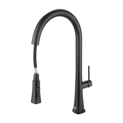Brass 360° Swivel Pull-Out 2 Function Kitchen Sink Mixer Tap Laundry Basin Vanity Spout Faucet Chrome/Black/Granite Grey/White Granite
