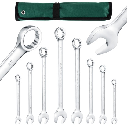 8PCs Ratchet Gear Spanner Set Combination Ring Open End Wrench Hand Tool Kit 