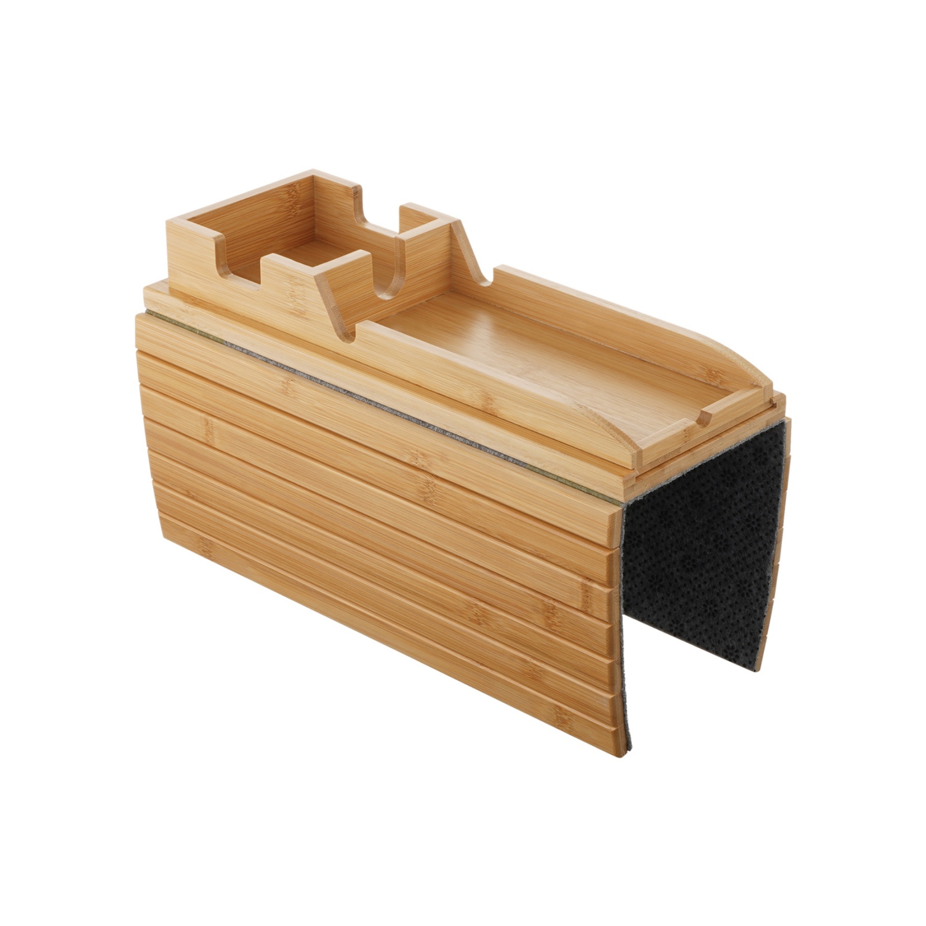 Multi-functional Bamboo Slide-Away Sofa Armrest Tray for Drinks Cellphone Remote Snacks Detachable Couch Arm Cup Holder Tray