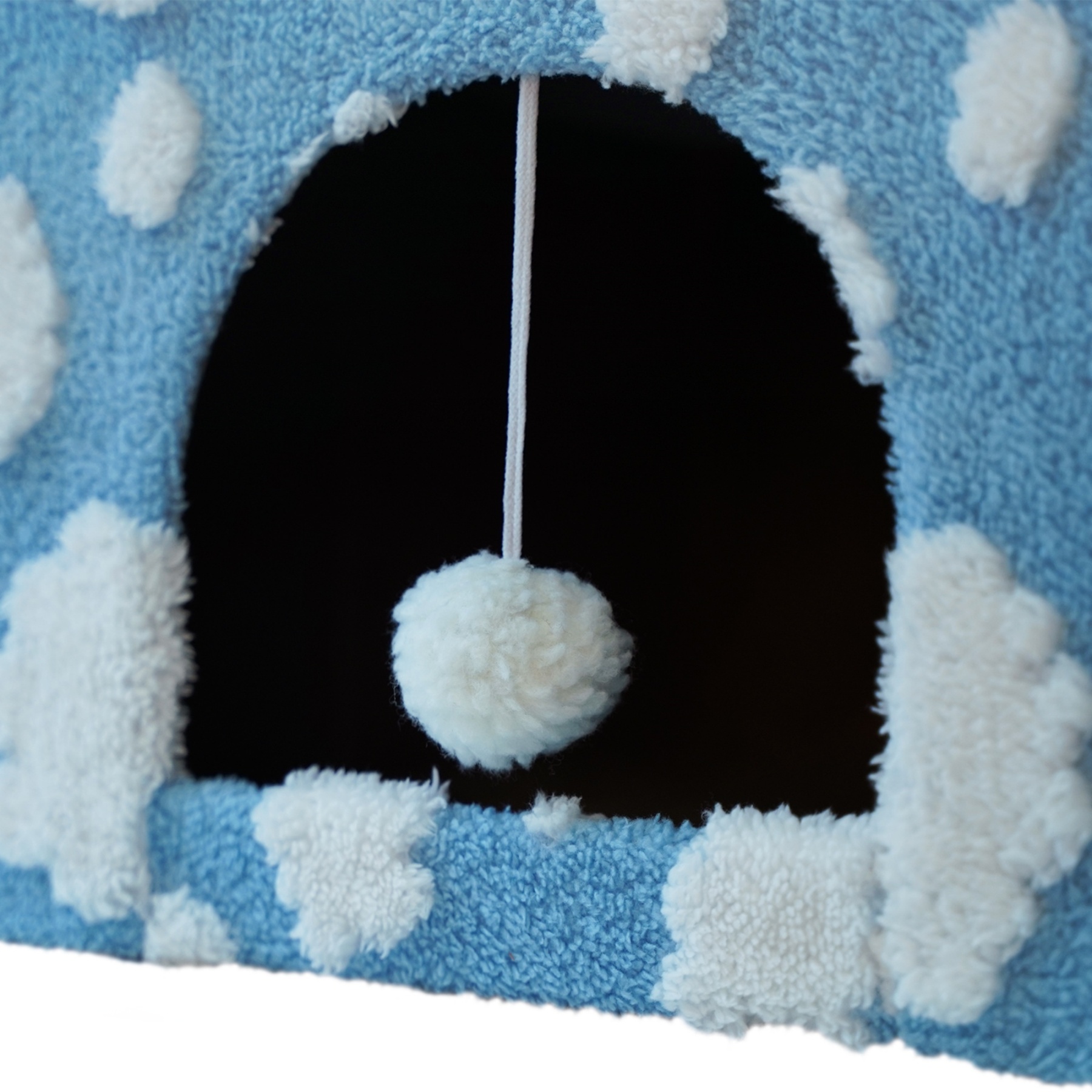 Foldable Indoor Pet Bed Cat Cave Felt Bed Scratch Pad Kitten Cat Hideaway House Grey/Blue