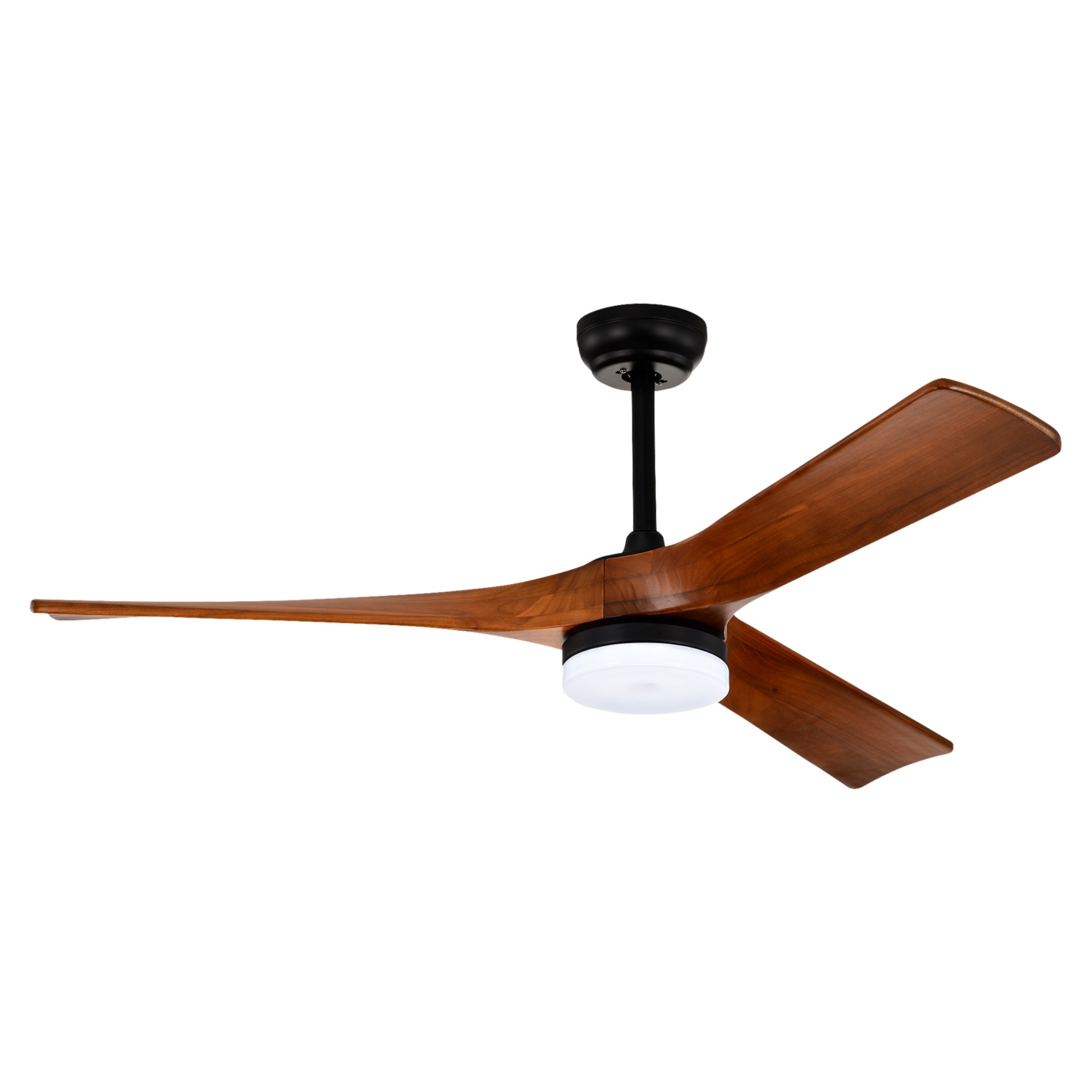 3 Timber Wooden Blades Ceiling Fan Indoor/Outdoor 6 Speed Reversible LED Light Remote Control Matt White & Natural/Matt Black & Mahogany