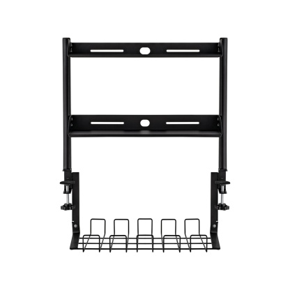 Clamp-on Cable Management Tray Desk Shelf Rack Under Desk Cable Holder Organizer Storage Rack Black