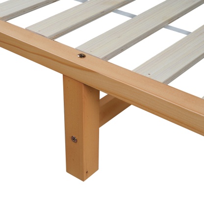 Bedroom Pine Wood Bed Frame Wooden Base Platform Round Bedhead Oak King Single/Single