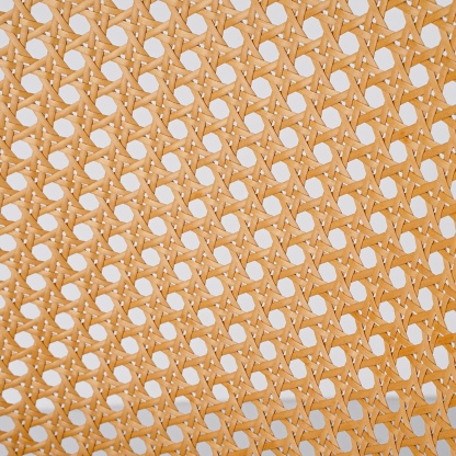 PU Leather Dining Side Chairs Curved Rattan Back Seat Metal Legs Set of 2 Black/White(Natural)