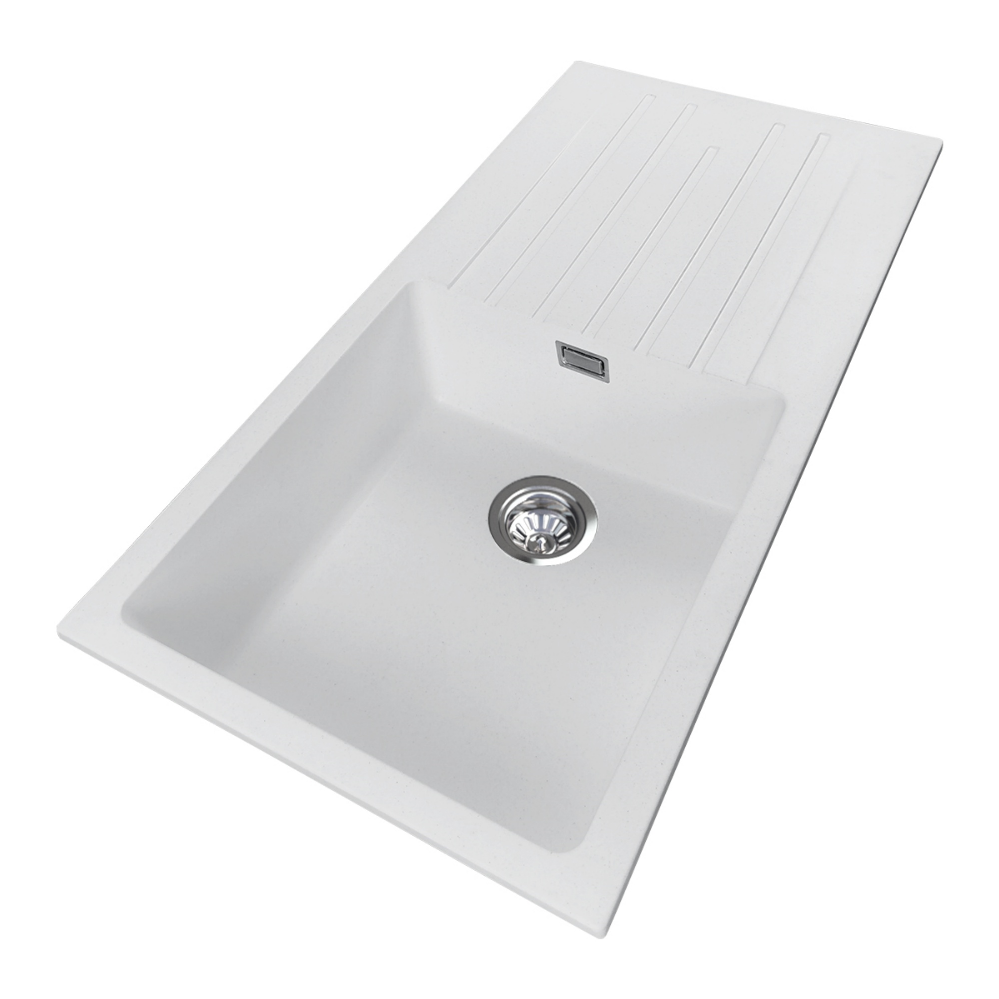 1000mm Granite Stone Single Bowl Kitchen Basin Sink Drainer Board Under/Top Mount Metallic Black/Metallic White