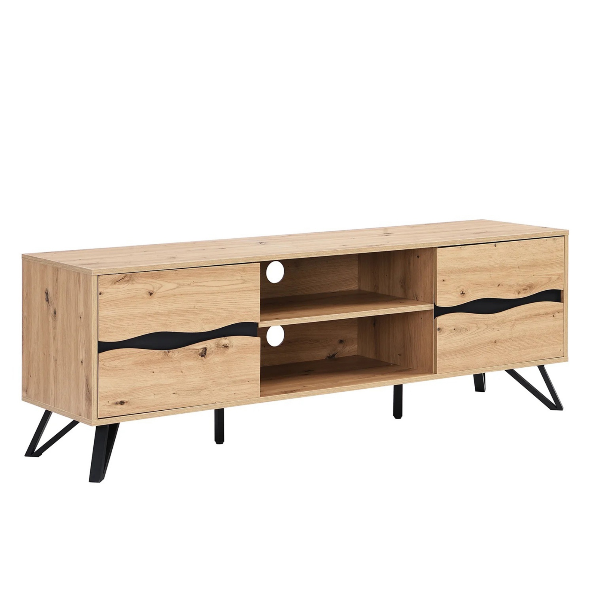 160cm TV Unit Entertainment Cabinet Storage Table With Drawers Open Shelf