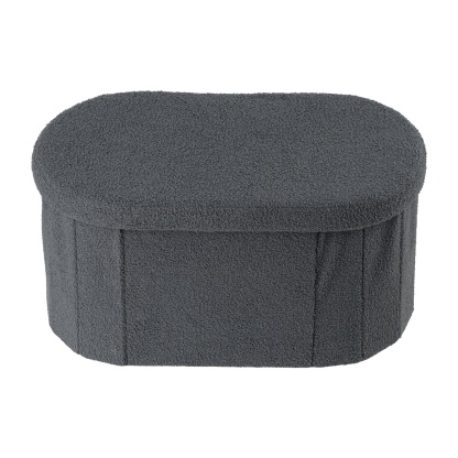 Folding Storage Ottoman Bench Oval Toy Blanket Organizer Box Footstool Pouf Seat 