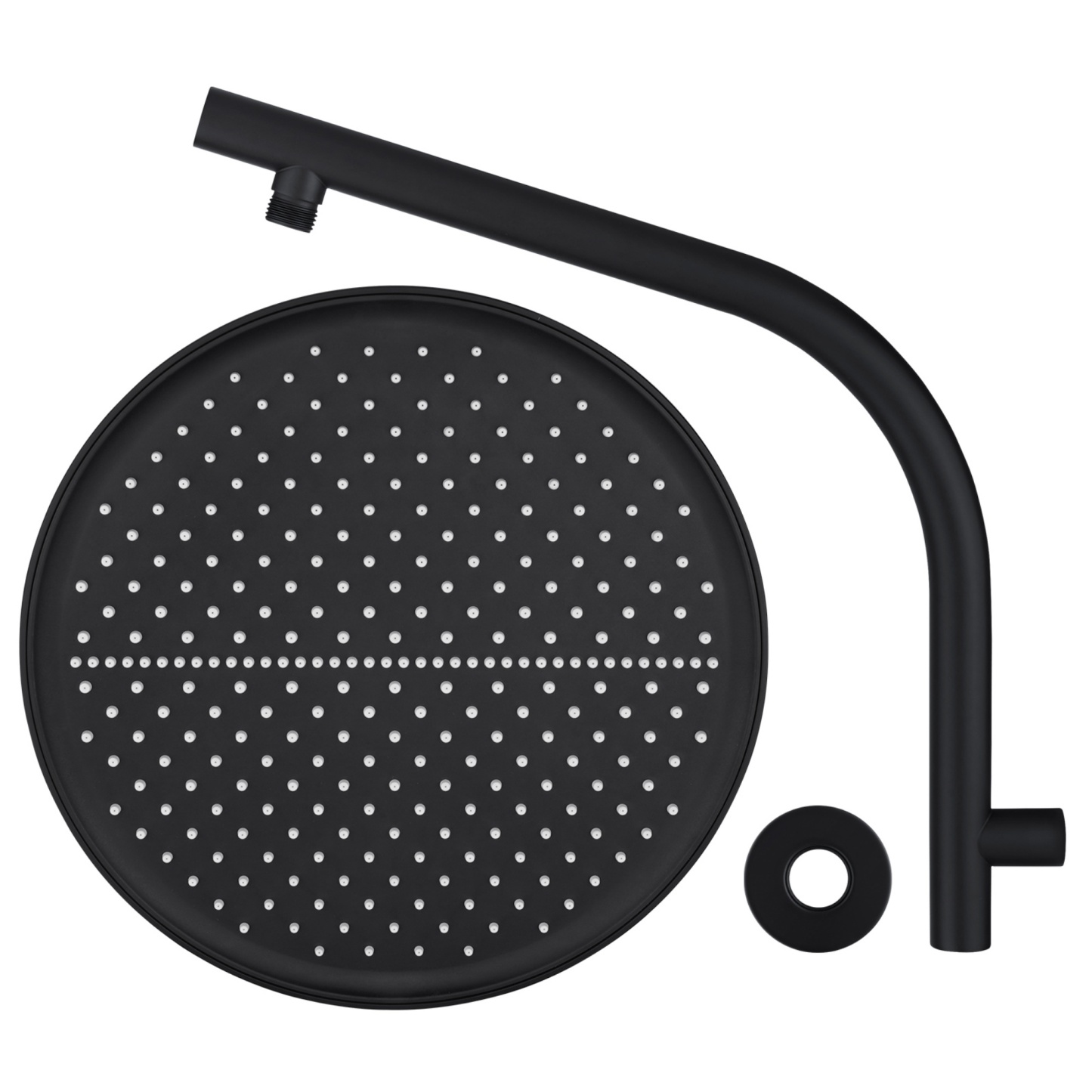 13'' Round Bath Shower Head Set Bathroom Swivel Overhead Shower Head Gooseneck Wall Shower Arm Chrome/Black