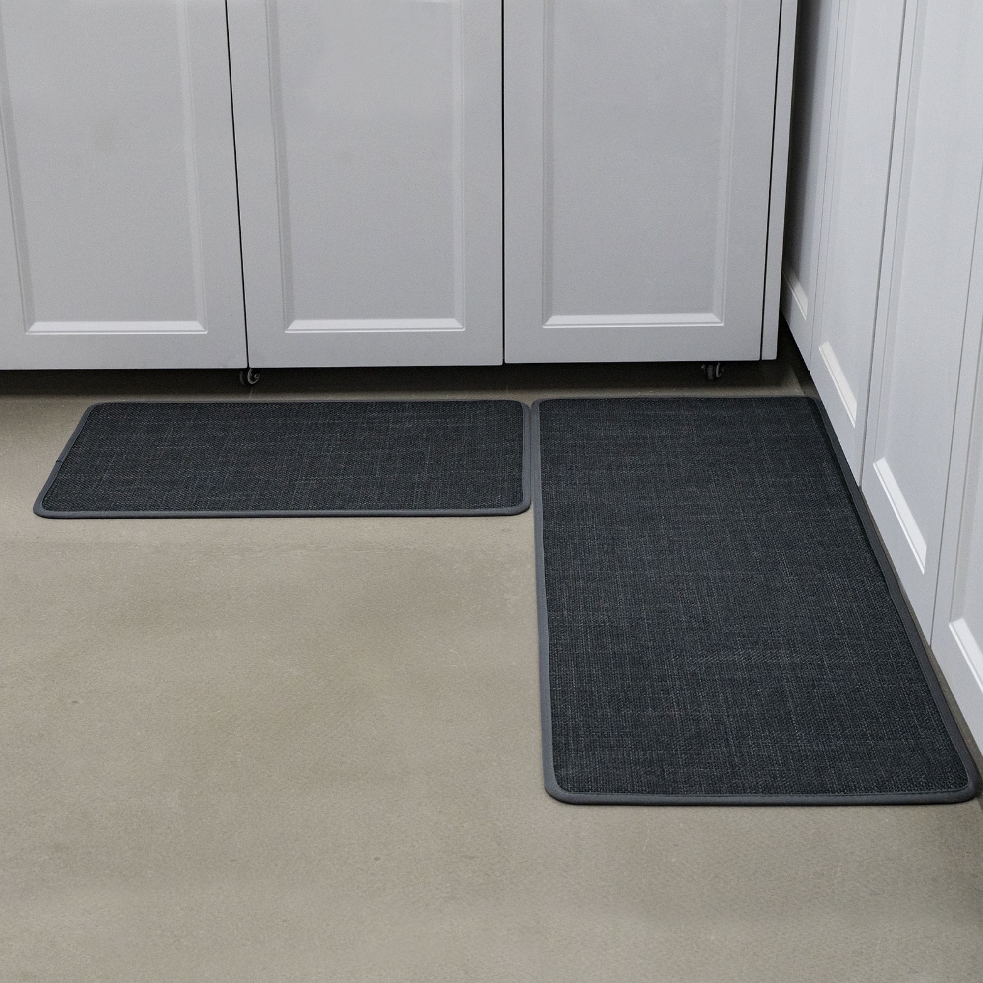2 Piece 70cm 120cm Kitchen Floor Mat Set Non-Slip Home Laundry Hallway Rug Carpet Black/Khaki