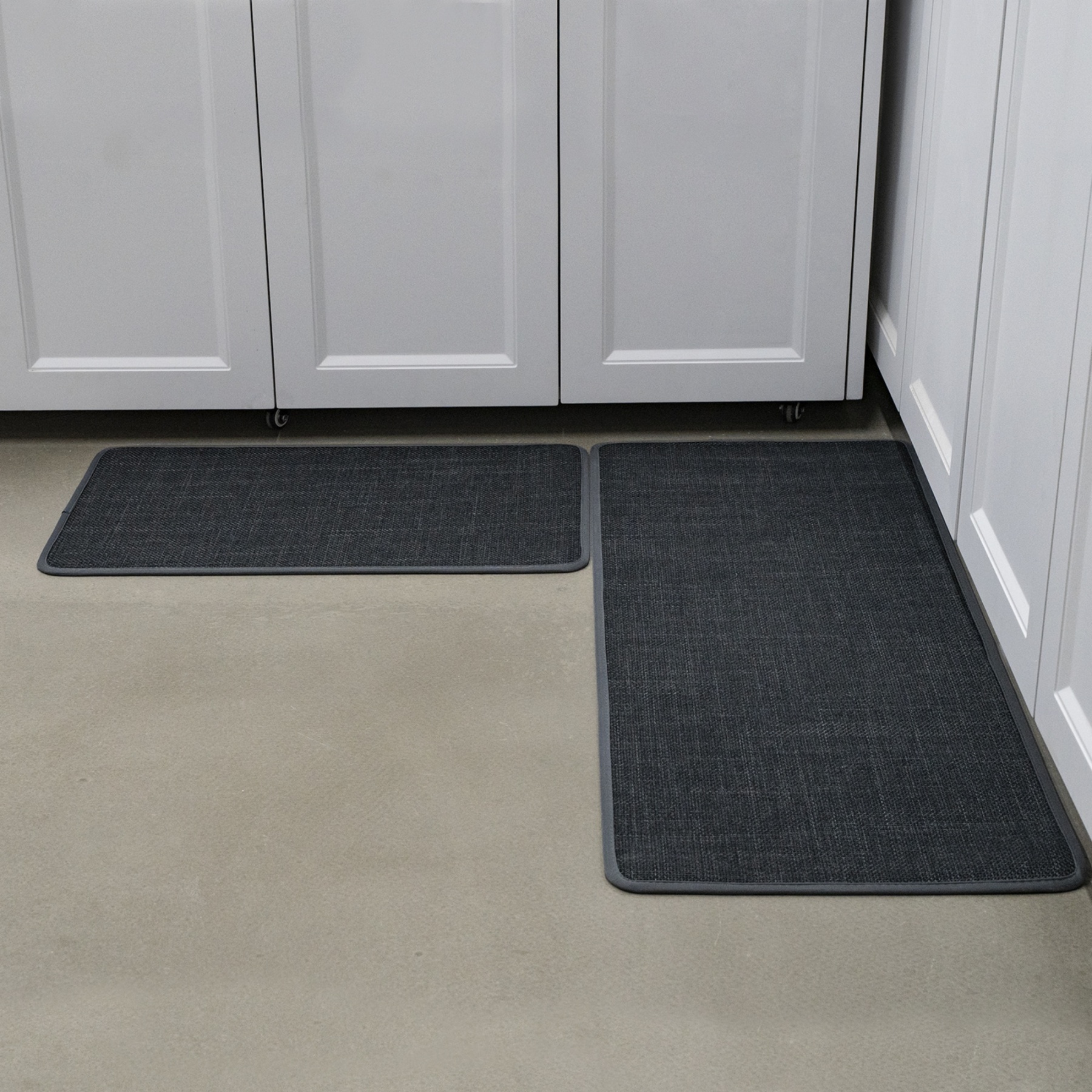 2 Piece 70cm 120cm Kitchen Floor Mat Set Non-Slip Home Laundry Hallway Rug Carpet Black/Khaki