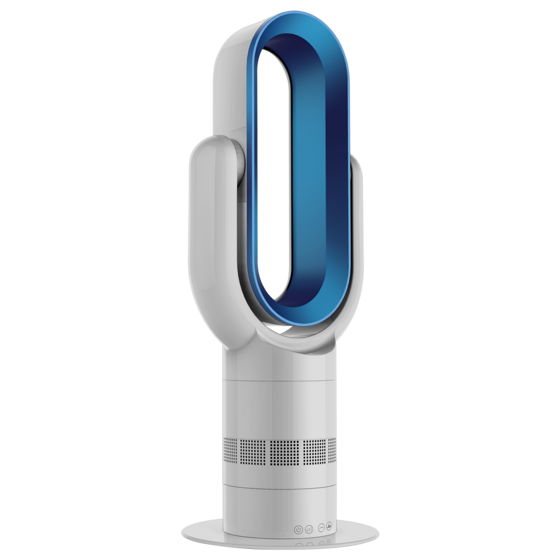 Electric Bladeless Fan Heat Cool Floor Fan Timer Remote Touch Control Silver/Blue