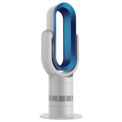 Electric Bladeless Fan Heat Cool Floor Fan Timer Remote Touch Control Silver/Blue