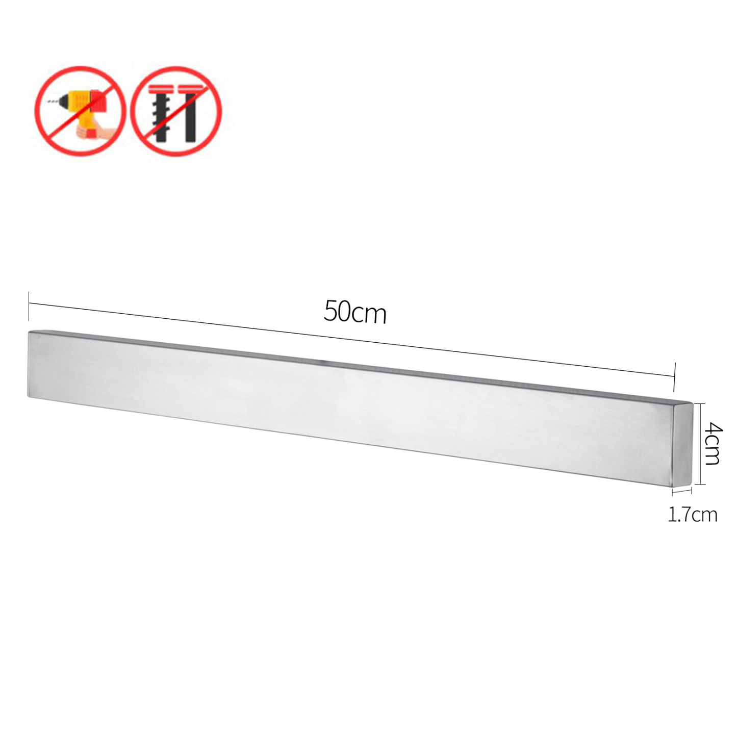 30/40/50cm Chrome SS304 Magnetic Knife Holder Utensil Rack Strip Kitchen Tool Wall
