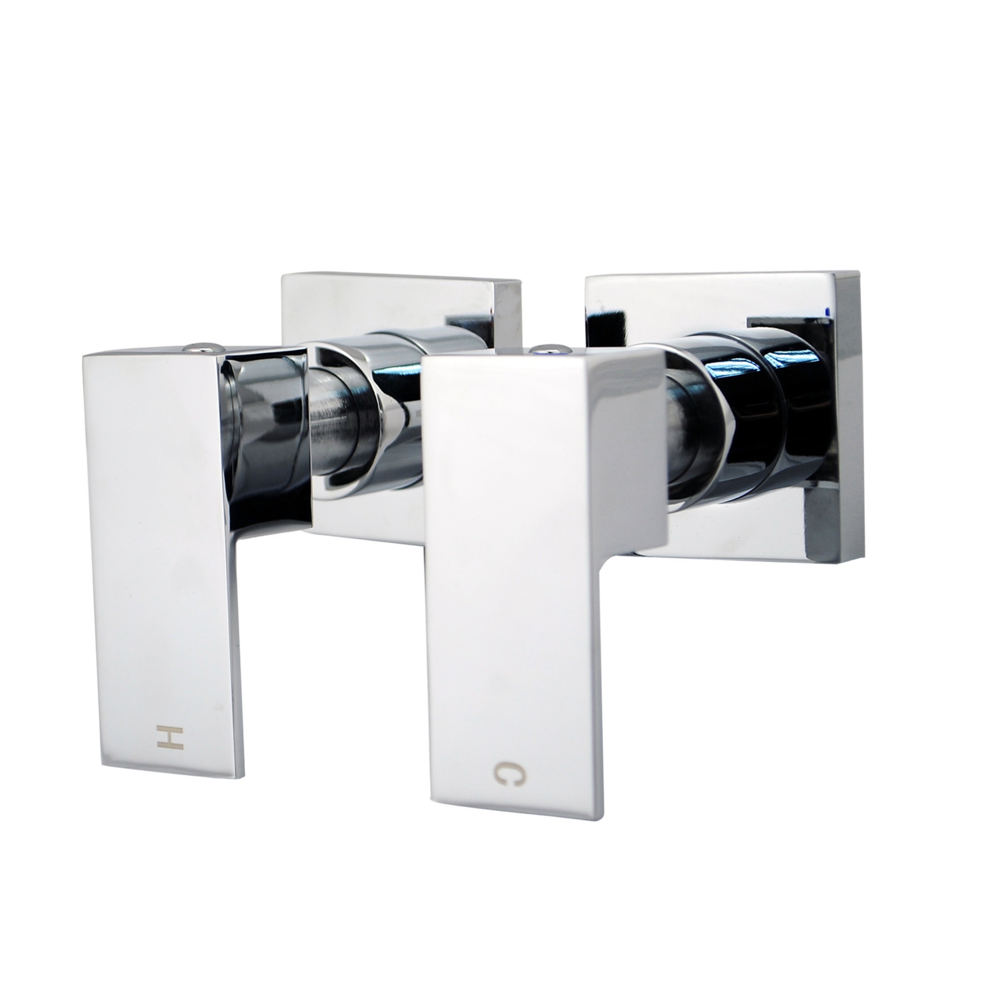1/4 Bathroom Square Wall Mounted Twin Shower Taps Bath Basin Sink Hot Cold Mixer Taps Chrome/Matte Black/Gunmetal Grey
