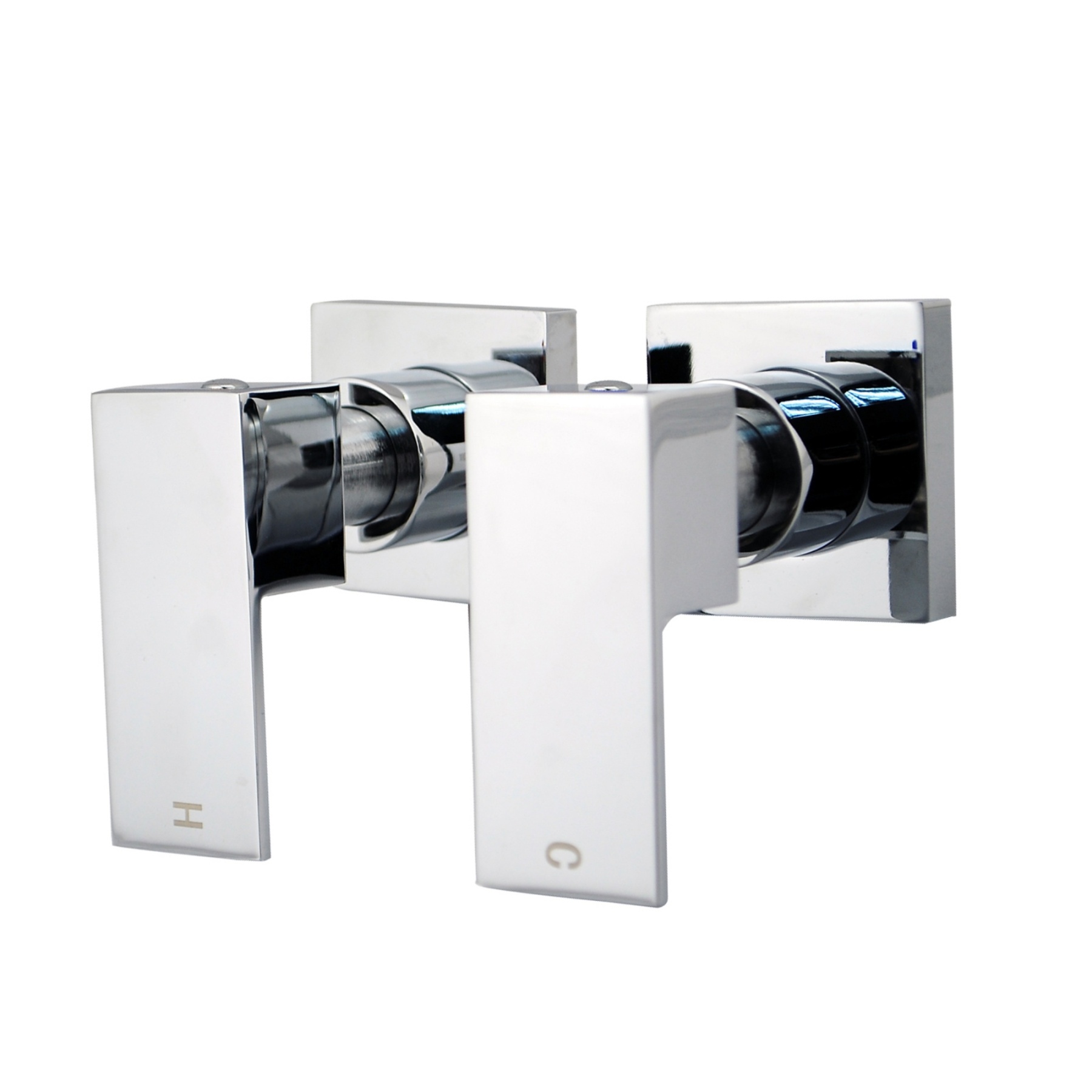 1/4 Bathroom Square Wall Mounted Twin Taps Bath Shower Hot Cold Mixer 