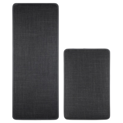 2 Piece 70cm 120cm Kitchen Floor Mat Set Non-Slip Home Laundry Hallway Rug Carpet Black/Khaki