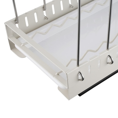 Under Cabinet Pull-Out Kitchen Cookware Storage Rack Pot Pan Organizer Holder Drain Tray Shelf Black/White