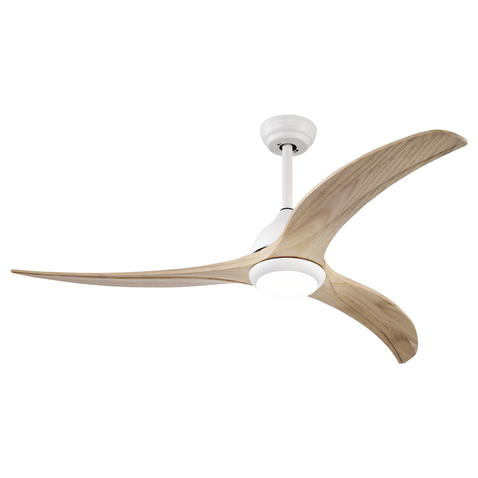 52'' Timber Wooden Blades Ceiling Fan Indoor/Under Cover Outdoor 6 Speed Reversible LED Light Remote Control Matt White & Natural/Matt Black & Ebony