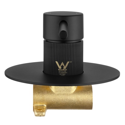 Bath Shower Knurled Round Brass Wall Mixer Tap Bathtub Bathroom Sink Basin Vanity Wall Spout Valve Chrome/Black