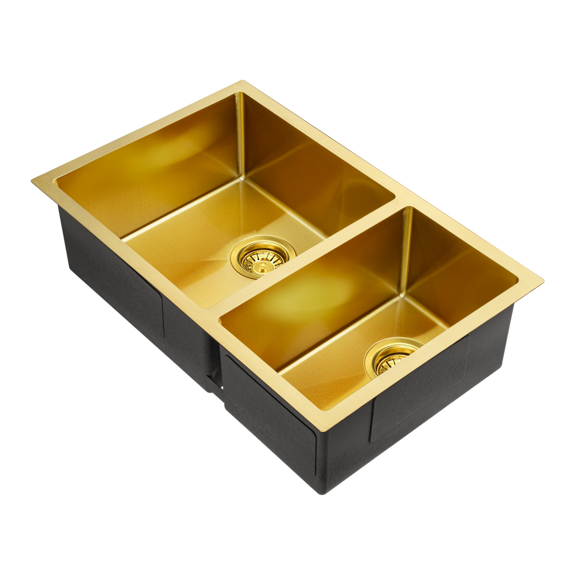 710x450mm Double Bowl Stainless Steel Kitchen Laundry Sink Basin Brushed Yellow Gold/Dark Grey/Silver