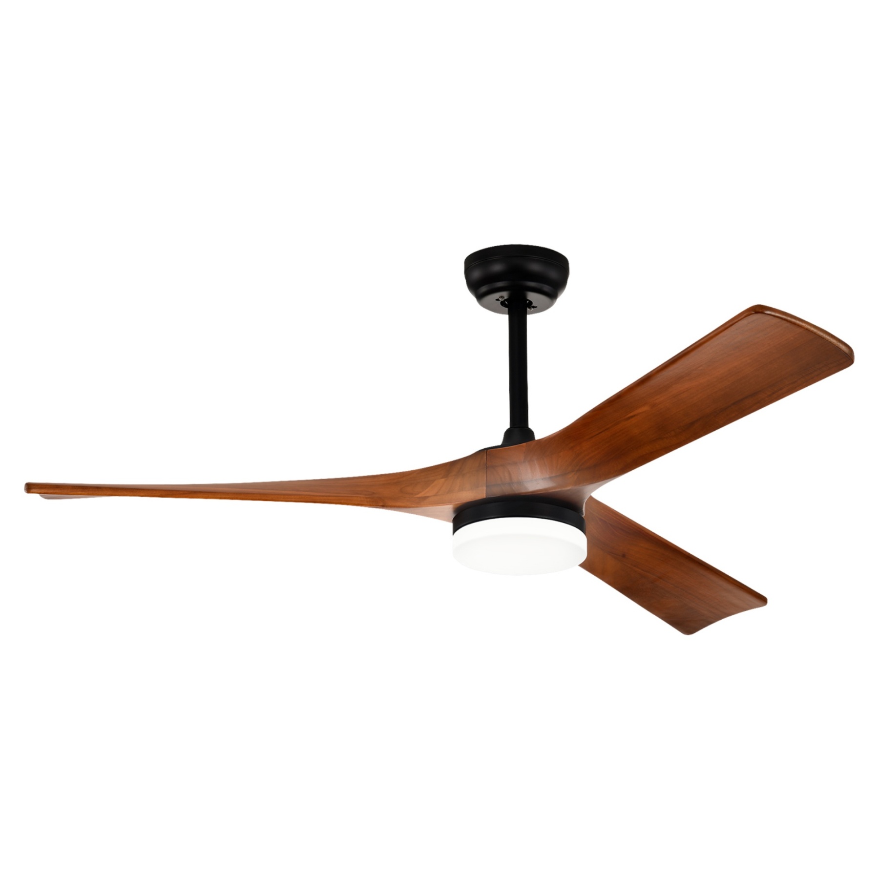 3 Timber Wooden Blades Ceiling Fan Indoor/Outdoor 6 Speed Reversible LED Light Remote Control Matt White & Natural/Matt Black & Mahogany