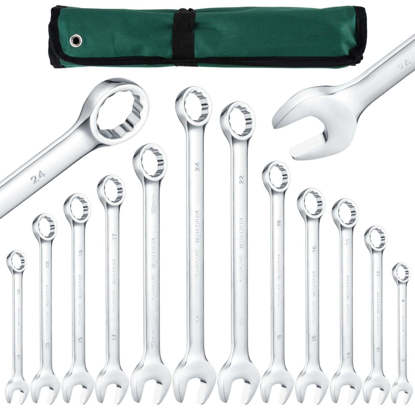 12PCs Ratchet Gear Spanner Repairs Set Combination Ring Open End Wrench Hand Tool Kit