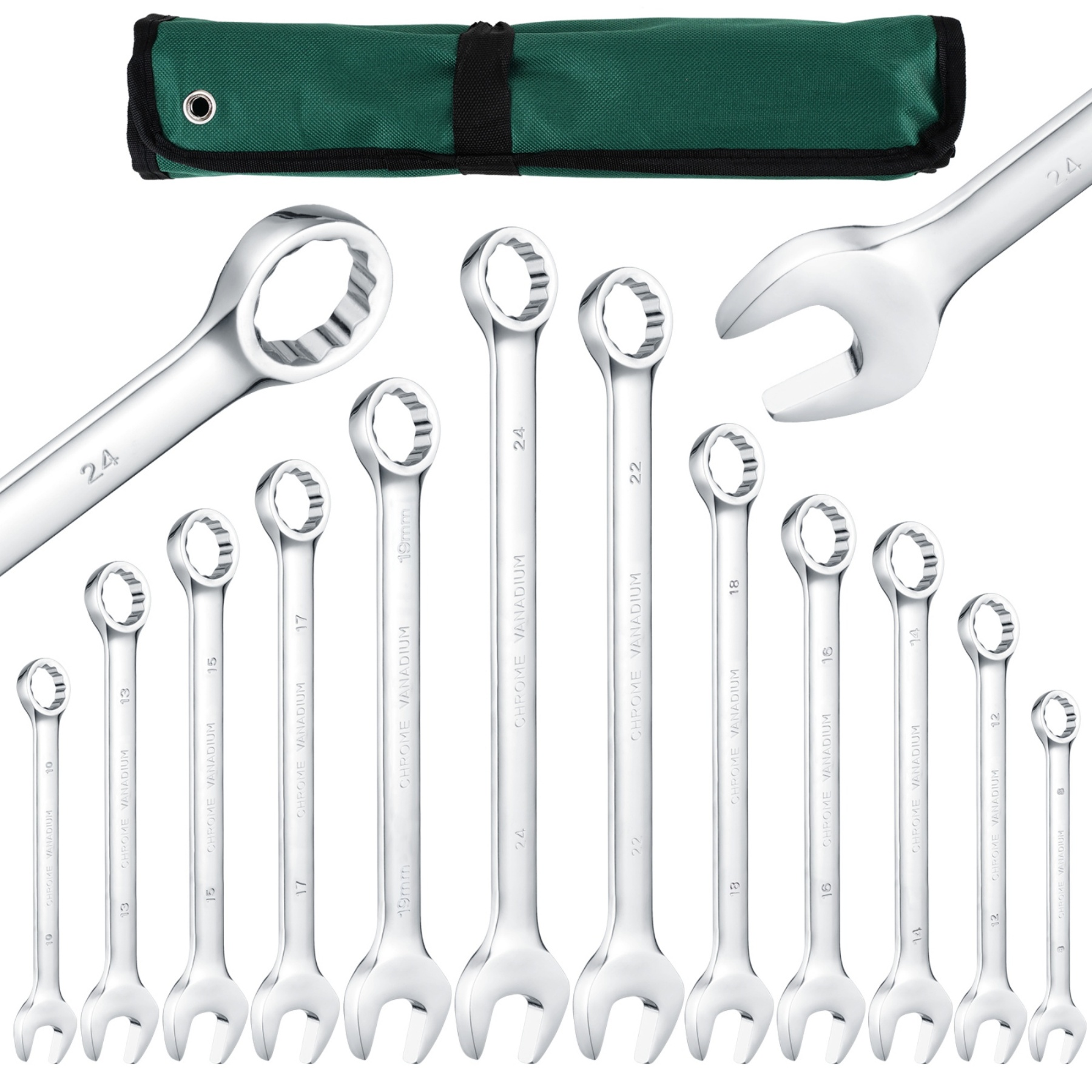 12PCs Ratchet Gear Spanner Repairs Set Combination Ring Open End Wrench Hand Tool Kit