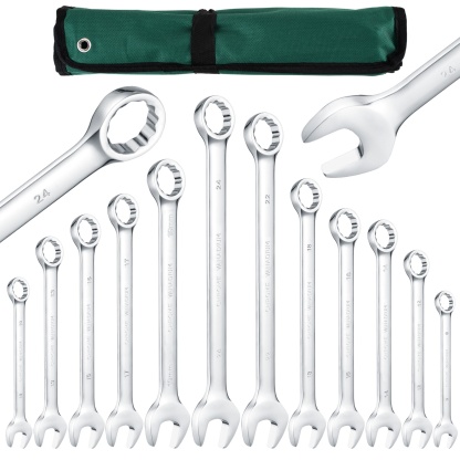 12PCs Ratchet Gear Spanner Repairs Set Combination Ring Open End Wrench Hand Tool Kit