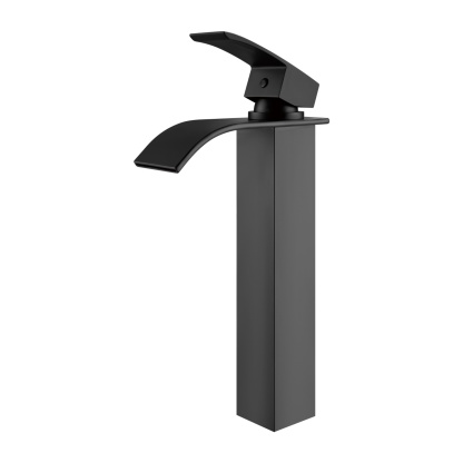 Bathroom Basin Square Tall Mixer Tap Laundry Sink Vanity Counter Top Waterfall Spout Faucet Chrome/Black
