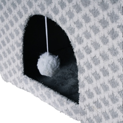 Foldable Indoor Pet Bed Cat Cave Felt Bed Scratch Pad Kitten Cat Hideaway House Grey/Blue