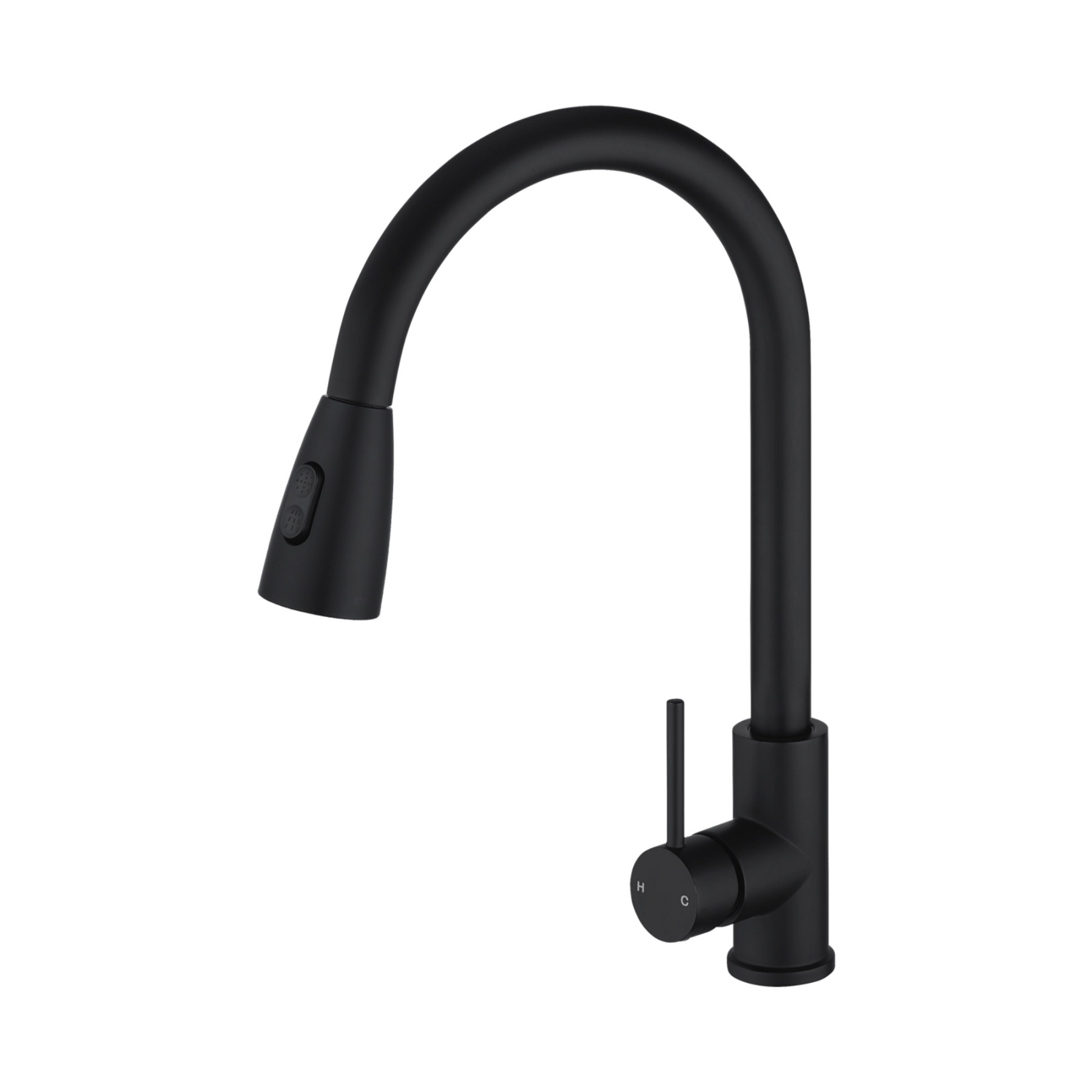 Stainless Steel 2 Function Gooseneck Pull-Out Kitchen Sink Mixer Tap 360° Swivel Laundry Basin Spout Faucet Brushed/Black