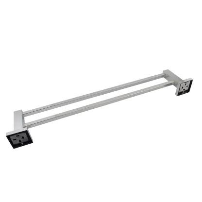 800mm Square Stainless Steel Bathroom Double Bars Towel Rail Rack Wall Mounted Clothes Hanger Holder Chrome/Black