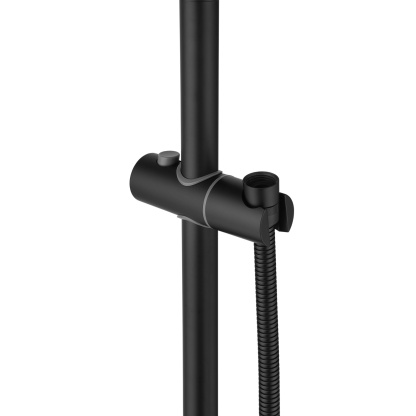 Bathroom Wall Mounted Round Gooseneck Adjustable Twin Shower Rail Body Wall Arm Shower Hose Diverter Sliding Rail Chrome/Matte Black